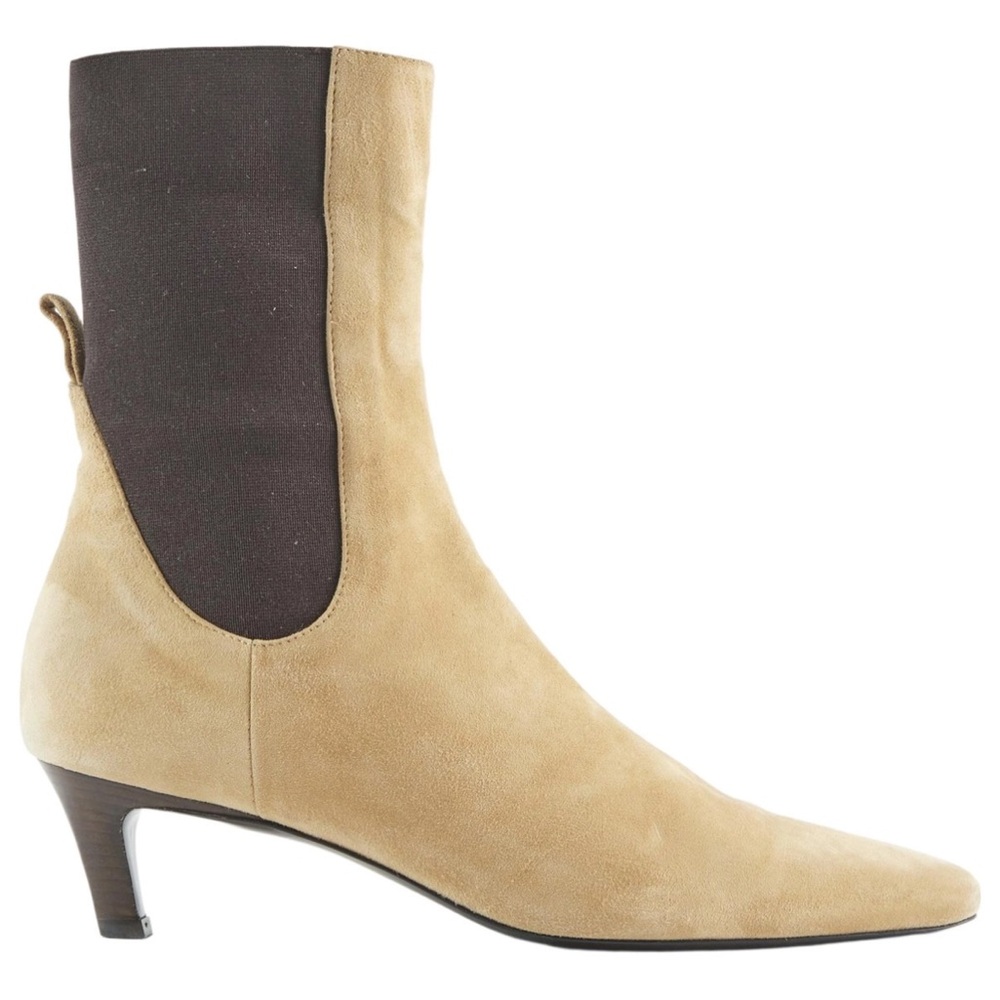 Toteme Tan Suede Mid-Heel Boots